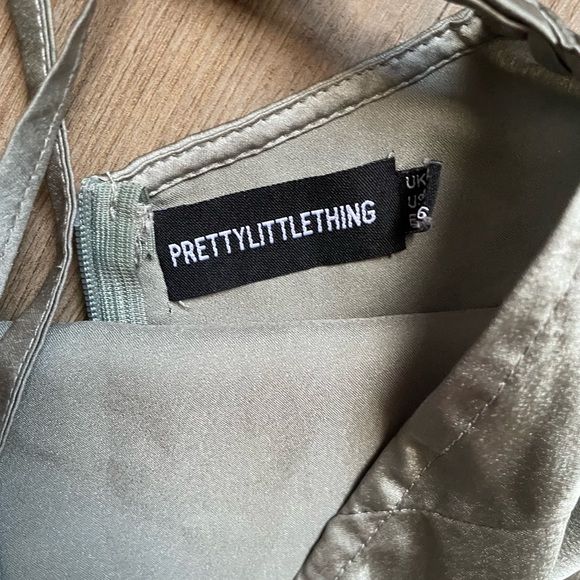 PrettyLittleThing green silky dress, size 4 - Picture 2 of 3